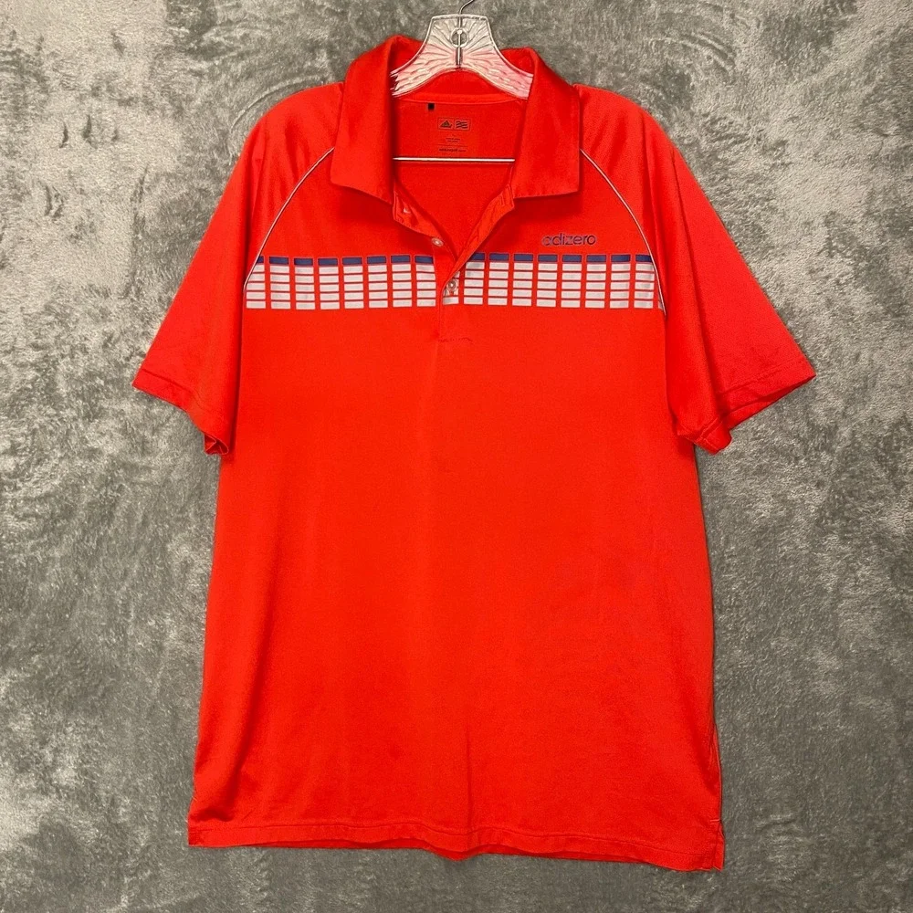 adidas Men Adizero Golf Colorful Quick Dry Wick Short Sleeve Polo Shirt L Orange